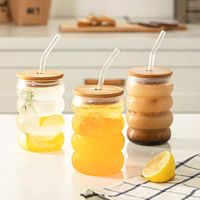 Boissons créatives en verre transparent-Tasses à paroi unique en cercle irrégulier pour boisson lait boisson froide eau crème glacée Latte café