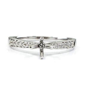 Création Personnalisée d'Inspiration, Demi-Monture Classique en Or Blanc 18 carats avec Diamants Véritables, Sertissage Pavé, Échantillon Plaqué Or pour Mariage, Cadeau - Product Image 1