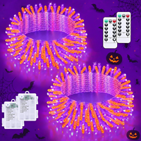Guirlandes lumineuses LED pour Halloween, 33 pieds, 100 LED, intérieur/extérieur, étanches, lumières féériques, télécommande, alimentées par piles, décoration