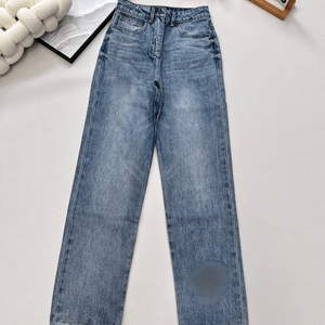 Women High Waist Straight Leg Jeans Classic Washed Denim Loose Fit Casual Daily Streetwear <b>Pants</b> - Product Image 1