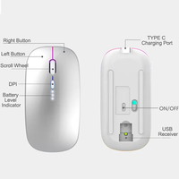Souris sans fil rechargeable HT Slim 2.4G avec lumière colorée, récepteur nano, optique portable, accessoires pour ordinateur portable macbook