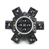 Lumière de scène DJ LED DMX à six bras, effet œil d'abeille, personnalisable en usine OEM/ODM, lumière stroboscopique disco, lumière laser RGBW 150W, lumière de fête, faisceau E27, télécommande