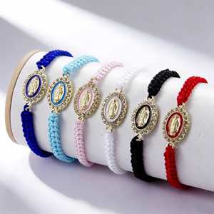 Pulsera Tejida con Colgante de Aleación de la Virgen María Católica y Cordón Ajustable - Product Image 1