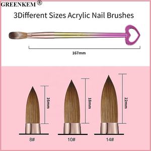 Pinceau à ongles acrylique en forme de cœur <span class=keywords><strong>rose</strong></span> 16 18 22mm, ensemble de 3 pièces, vernis à ongles, peinture, <span class=keywords><strong>dessin</strong></span>, support métallique - Product Image 3