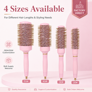 Outil de salon professionnel avec emballage personnalisé <span class=keywords><strong>brosse</strong></span> à cheveux <span class=keywords><strong>ronde</strong></span> <span class=keywords><strong>en</strong></span> céramique avec logo privé nano technologie pour cheveux bouclés droits - Product Image 4