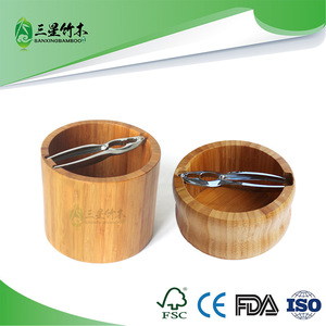 Caja personalizable para pinzas de nueces de bambú, pelador de nueces creativo, caja redonda para nueces, caja de almacenamiento para pinzas de nueces - Product Image 5