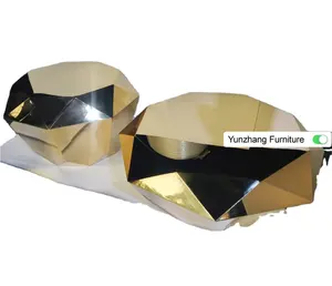 Luxury Diamond Center Table Coffee Table With Stainless Steel Gold Color