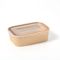 Aangepaste bedrukte logo eco-vriendelijke composteerbare kraft papieren rechthoekige saladebox deksel duurzaam wegwerpbaar magnetronbestendig lunchbox
