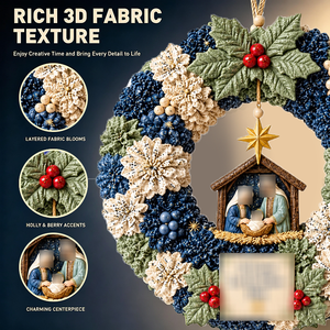 Kit de Manualidades para Hacer Coronas de Navidad con Tela 3D, Decoración Navideña para la Puerta Principal del Hogar para Adultos, Coronas Navideñas para la Puerta Principal - Product Image 2