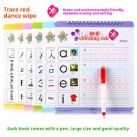Cartes de pratique effaçables pour le traçage de lettres rouges avec stylo dédié ; Marqueur de tableau blanc rechargeable à base d'eau pour le dessin et la calligraphie