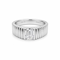 Bague de mariage et de fiançailles unisexe en or blanc 14k 18k avec diamant de laboratoire de 1 carat taille émeraude certifié IGI, qualité DEF VS, ICEWALD