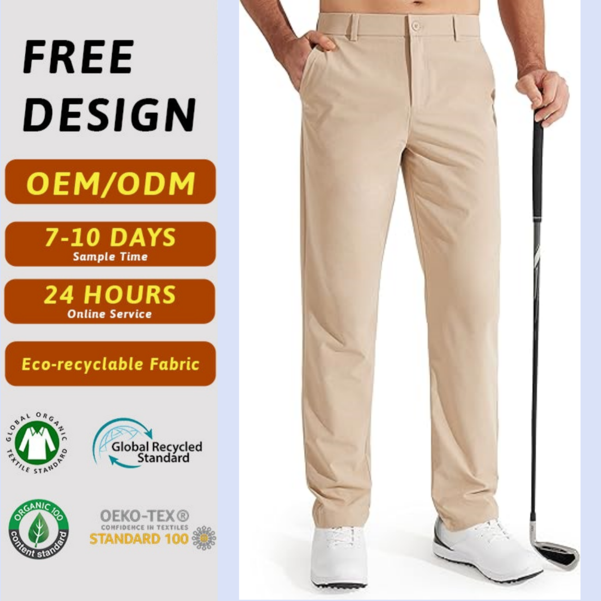 ODM/OEM Custom Men's Functional Golf Pants Waterproof Breathable Stretch Chino Trousers | High-End Factory Direct | Low MOQ