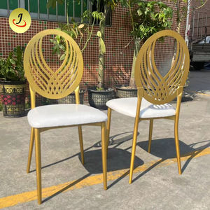 Chaises de banquet d'hôtel modernes en gros, meubles d'extérieur, métal bon marché, fer, clair et or, dossier croisé, chaises de salle à manger, événements de mariage - Product Image 2