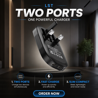 Pengisi Daya & Adaptor Perjalanan Ultra Tipis & Cepat, Pengisi Daya Dinding Lipat 35W Dual Port Tipe C Colokan UK, Pengisi Daya PD GaN untuk Ponsel
