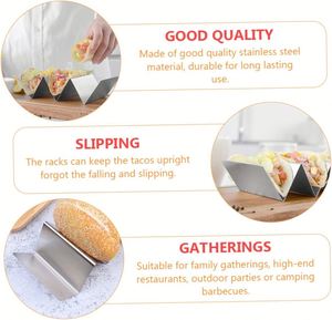 Nouveaux supports à tacos écologiques en acier inoxydable, lot de 3, réversibles, en forme de W, pour tortillas et crêpes mexicaines - Product Image 3