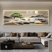 Horloge Murale Moderne en Verre LED, Cadre Photo Nordique, Affiche en Porcelaine Cristalline, Décoration Murale pour Salon, Vente en Gros Usine