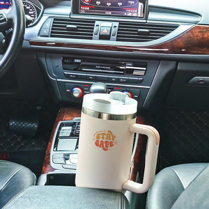 Customize H2.0 White 40oz Double Walled Stainless Steel Vacuum Travel Car Boba Coffee Mug with Handgrip and Straw - Product Image 5