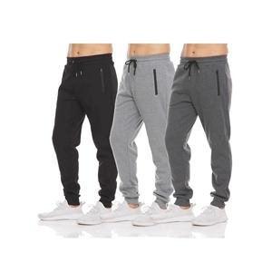 Pantalon de survêtement mi-long décontracté pour <span class=keywords><strong>homme</strong></span>, doublé polaire, grande taille, avec poches zippées et cordon de serrage, couleur unie, pour le sport et le fitness, collection automne-hiver - Product Image 1