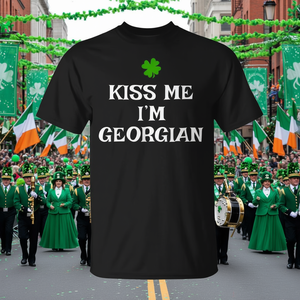 T-shirt Kiss Me I'm Georgian pour la Saint-Patrick, noir, grande taille pour homme - Product Image 3