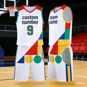 定制球队名称号码男女通用女式儿童男式夏季无袖短裤 <span class=keywords><strong>2</strong></span> 件套篮球服男式运动服篮球套装 - Product Image 5