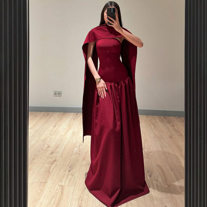strapless open back dress Berrylush Women Solid Red V-Neck Flared Maxi Dress