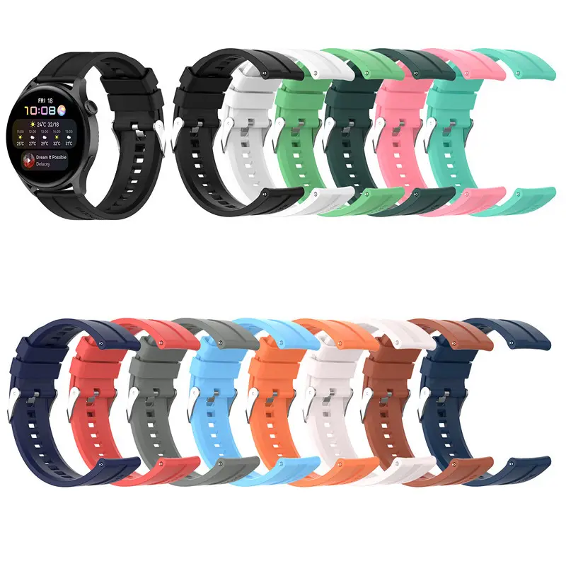 Silicone Rubber Clasp Bracelet Smartwatch Replacement Wristband 20mm 22mm Watch Strap for Amazfit GTS GTR BIP U