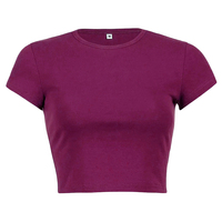 T-shirts courts personnalisés pour femmes, style Baby Tee, couleur unie, sexy, à manches courtes, coupe ajustée, respirants, en polyester, décontractés, streetwear Y2K