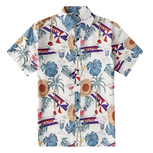 Camisa Hawaiana de Manga Corta para Hombre, de Algodón/Poliéster, con Estampado Completo, Transpirable, Personalizada, para Vacaciones de Verano en la Playa, Cuello Mao, ODM - Product Image 1