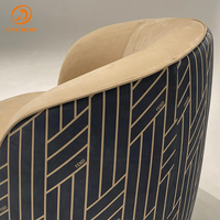 Fauteuil pivotant d'appoint convertible en cuir bouclé, style moderne nordique de luxe, pour salon d'hôtel