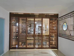 Luxury Living Room Wine Bottle <strong>Furniture</strong> Home Bar Anti Rust Material <strong>Metal</strong> Glass Wine Display Cabinet
