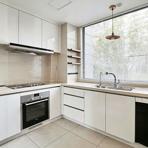 Ensemble d'armoires de cuisine modernes sur mesure, basiques et murales, avec <span class=keywords><strong>charnières</strong></span> à fermeture amortie, étanches, pour le rangement de cuisine à domicile et en appartement - Product Image 4