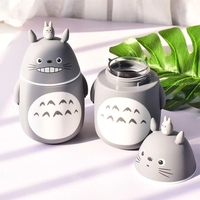 Tasse à thé en verre de dessin animé Totoro Tasse à bouteille d'eau portable Double résistant à la chaleur Lovely My Totoro Student Kid Mug avec couvercle à boire