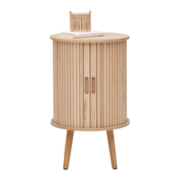 Combohome Table basse moderne, armoire ronde avec portes coulissantes, collection de produits de salon nordique pour la maison