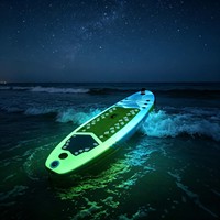 Promotion Planche de Stand Up Paddle Gonflable Écologique avec LED RGB Lumineuses, Technologie Drop Stitch, Monofin, Éclairage Nocturne, SUP, Logo Personnalisé OEM, pour Lac