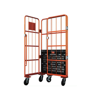 Chariot à roulettes en acier à mailles métalliques pliable pour usage industriel, pour le transport logistique