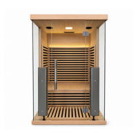 Sauna extérieur moderne en forme de cube, en bois de pruche, avec chauffage infrarouge au carbone, vapeur sèche, pour 3 personnes, avec tube lumineux à ondes, cabine de sauna relaxante pour jardin