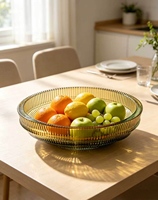 Bol à fruits en verre côtelé dégradé rouge et vert, centre de table pour salle à manger, cuisine, mariage, fête, décoration de table à domicile