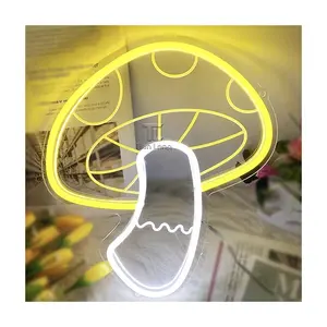 لوحة نيون على شكل عيش الغراب مع لوحة فنية ثلاثية الأبعاد بمنفذ USB إضاءة نيون ملونة باللون الأصفر والليمون مناسبة لغرف لعب الأطفال