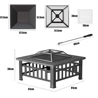 Table de barbecue multifonctionnelle en métal pour patio extérieur avec foyer, brasero et poêle à charbon de bois, facile à utiliser