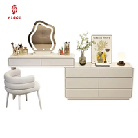 Nouvelle coiffeuse de chambre en bois avec tiroirs intégrés, armoire de rangement ultra-étroite style crème