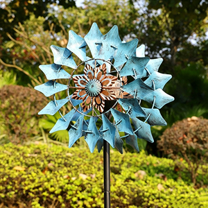 Sculpture Cinétique Solaire LED 3D en Métal pour Extérieur, Éolienne Moderne Étanche pour <span class=keywords><strong>Jardin</strong></span>, Décoration de Cour, Moulin à Vent Lumineux Coloré sur Sol - Product Image 2