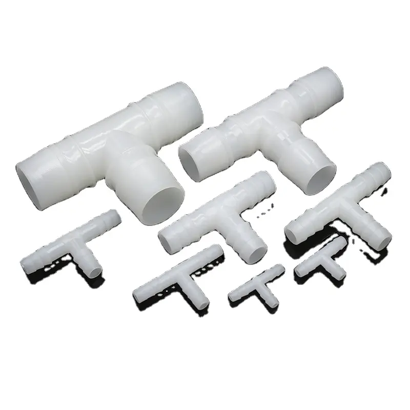 White T Shaped Pipe Fittings Equal Plastic PP PE 3 Ways Hose Tube Barbed Reducing Tee Garden Water Connector