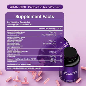 Probióticos para Mulheres Adultas 60 Cápsulas Akkermansia 6 Probiótico Vaginal 3 Pré-bióticos 300 Milhões AFU 50 Bilhões CFU Tudo-em-um - Product Image 2