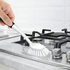 Brosse de nettoyage en plastique à long manche pour vaisselle et ustensiles de cuisine, usage domestique et international - Product Image 3