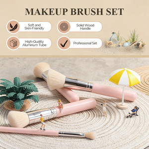 Set di Pennelli per Trucco Occhi e Viso all'Ingrosso, Etichetta Privata, Rosa, Alta Qualità, Set di Pennelli Vegani - Product Image 2