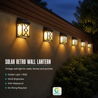 Lanterne murale solaire Golden Light RGB, deux modes d'éclairage, 8-10h d'autonomie, 2 LED 2835, lampe ABS PC, 2700K, garantie 1 an, IP44, 22LM