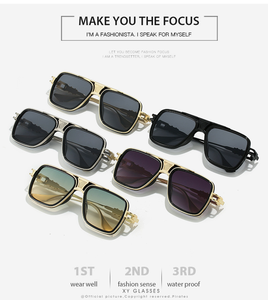 Gafas de Sol Modernas de Metal Clásico, Diseño 2025, Lentes Degradadas, Armazón Dorado Cómodo, Gafas de Sol Cuadradas para Hombre, Tono Neutro, Detalles - Product Image 1