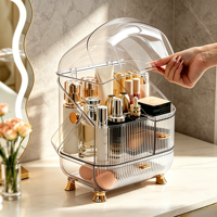 Organisateur de cosmétiques de voyage en PET grande capacité, trousse de maquillage étanche et anti-poussière avec poignée et tiroirs coulissants