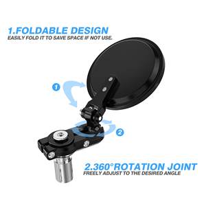 Espejos Retrovisores Universales para Motocicleta, Redondos, Plegables, para Extremos de Manillar, Compatibles con Honda, Scooter, Suzuki, Yamaha, Kawasaki, Victory - Product Image 6