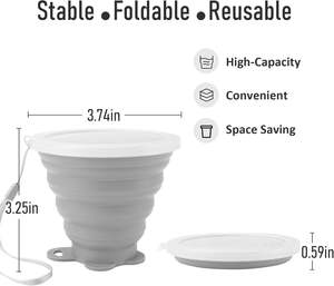 Taza de Café Plegable Retráctil Libre de BPA, Taza de Silicona Plegable para Camping con Tapa, Taza de Viaje Plegable de Silicona - Product Image 3